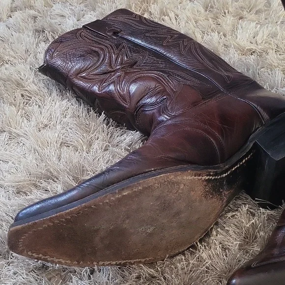 Brown Leather Cowboy Boots - Picture 2 of 8